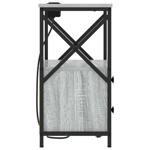 Nachttisch mit Ladestation 2 pcs Grau Sonoma Holzwerkstoff