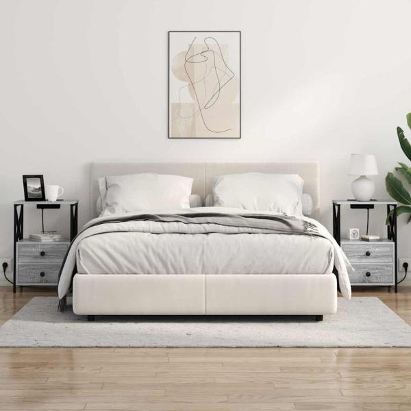 Nachttisch mit Ladestation 2 pcs Grau Sonoma Holzwerkstoff