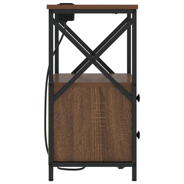 Nachttisch mit Ladestation Braune Eiche Holzwerkstoff