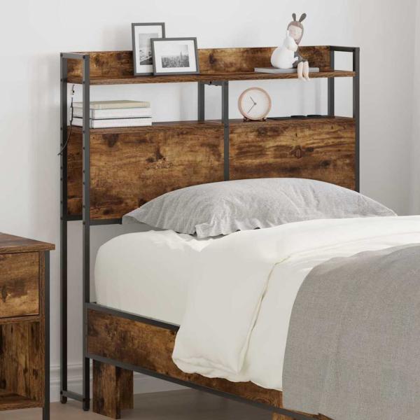 ARDEBO.de - Stauraum-Kopfteil mit Regal Räuchereiche 75 cm Holzwerkstoff