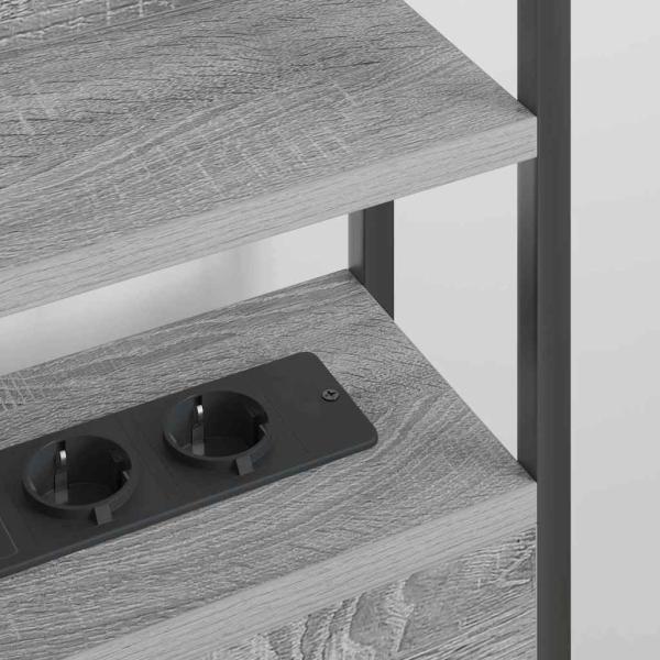 Stauraum-Kopfteil mit Regal Grau Sonoma 140 cm Holzwerkstoff