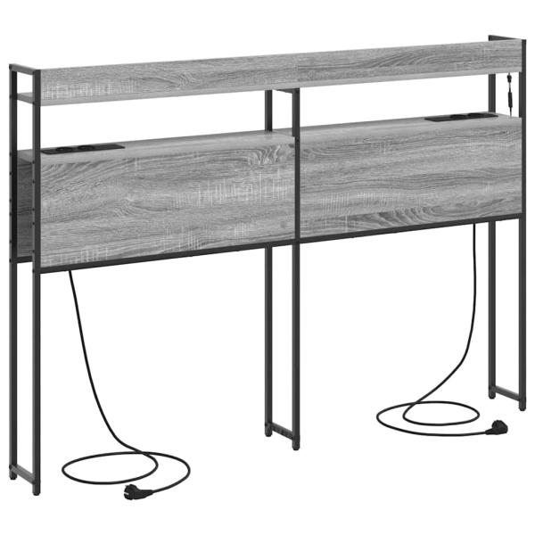Stauraum-Kopfteil mit Regal Grau Sonoma 140 cm Holzwerkstoff