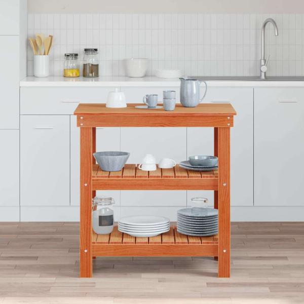 ARDEBO.de - Werkbank Wachsbraun 78.5 x 50 x 80 cm Massivholz Kiefer