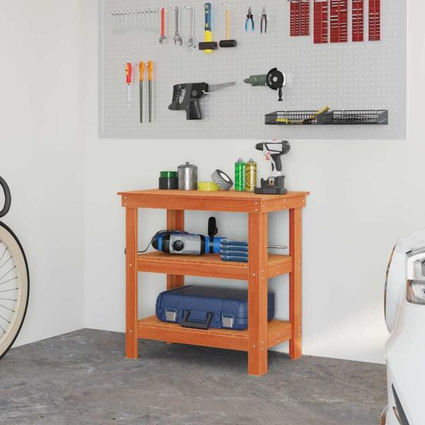 Werkbank Wachsbraun 78.5 x 50 x 80 cm Massivholz Kiefer