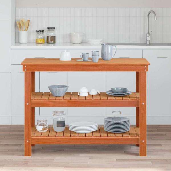 ARDEBO.de - Werkbank Wachsbraun 110.5 x 50 x 80 cm Massivholz Kiefer