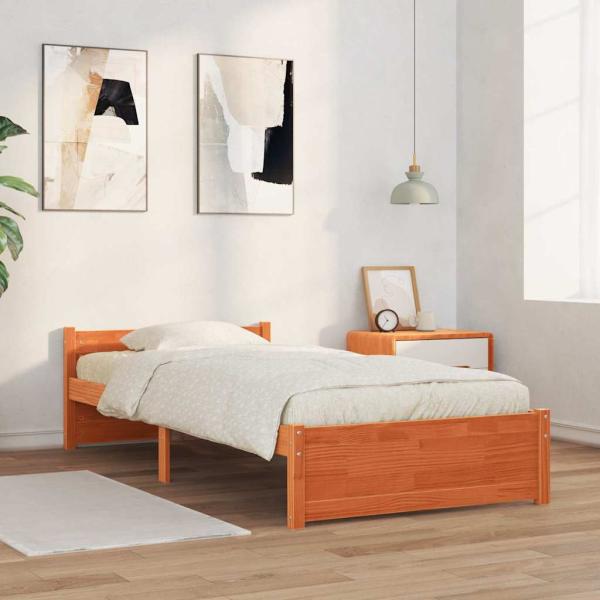 Bettgestell Wachsbraun 75 x 190 cm Massivholz Kiefer