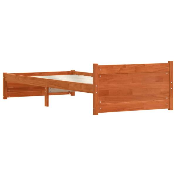 Bettgestell Wachsbraun 75 x 190 cm Massivholz Kiefer