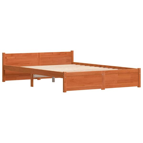 Bettgestell Wachsbraun 160 x 200 cm Massivholz Kiefer