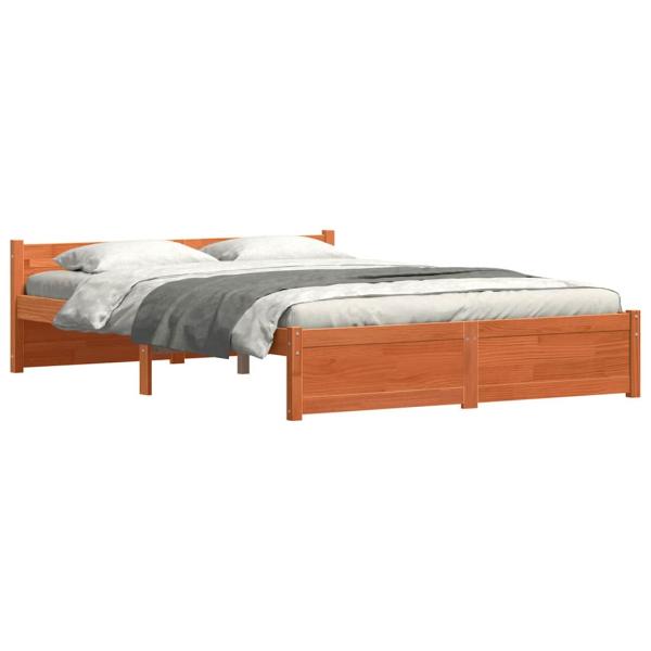 Bettgestell Wachsbraun 160 x 200 cm Massivholz Kiefer