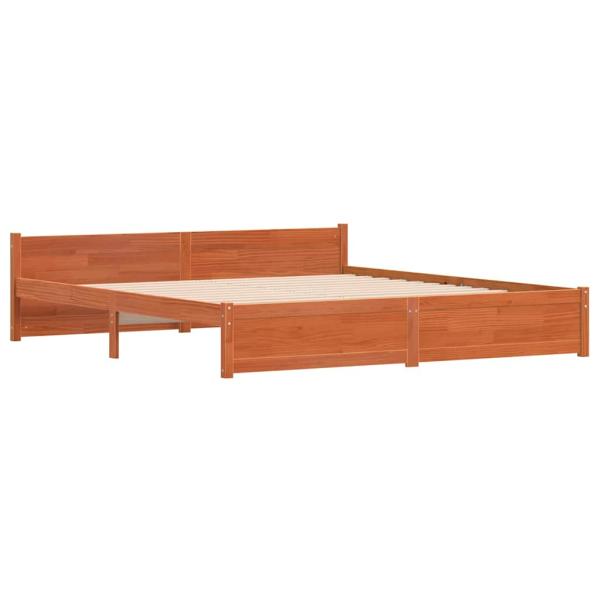 Bettgestell Wachsbraun 180 x 200 cm Massivholz Kiefer