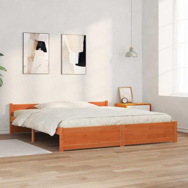 Bettgestell Wachsbraun 180 x 200 cm Massivholz Kiefer