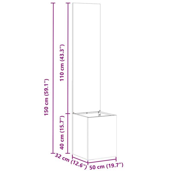Blumentopf mit dekorativem Paneel Weiß 32 x 140 cm