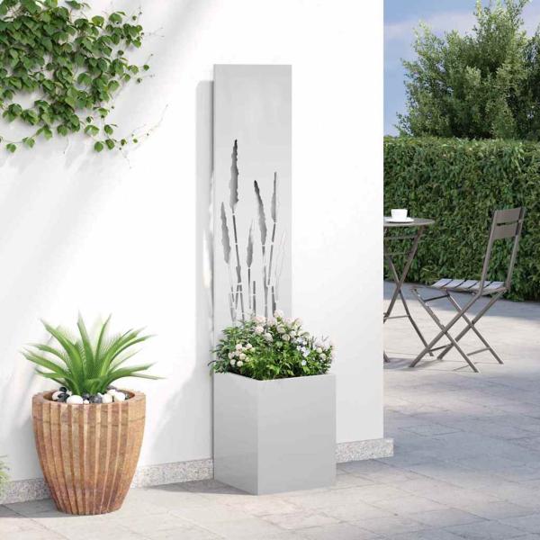 Blumentopf mit dekorativem Paneel Silber 32 x 140 cm