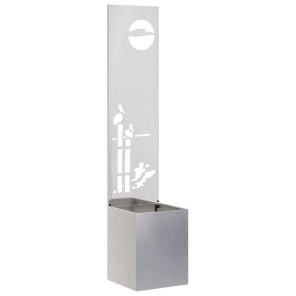 ARDEBO.de - Blumentopf mit dekorativem Paneel Silber 32 x 140 cm Edelstahl