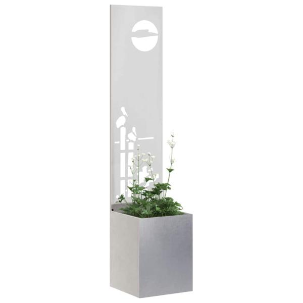 Blumentopf mit dekorativem Paneel Silber 32 x 140 cm Edelstahl