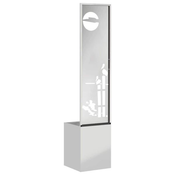 Blumentopf mit dekorativem Paneel Silber 32 x 140 cm