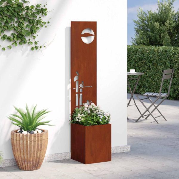 ARDEBO.de - Blumentopf mit dekorativem Paneel Rostig 32 x 140 cm