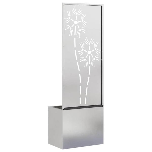 ARDEBO.de - Blumentopf mit dekorativem Paneel Silber 50 x 140 cm Edelstahl