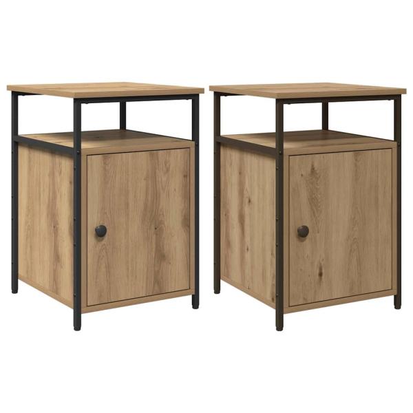Nachttisch 2 pcs Eiche handwerklich Holzwerkstoff