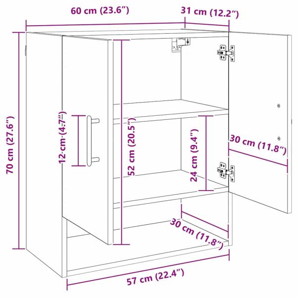 Wandschrank Eiche handwerklich 60 x 31 x 70 cm Holzwerkstoff