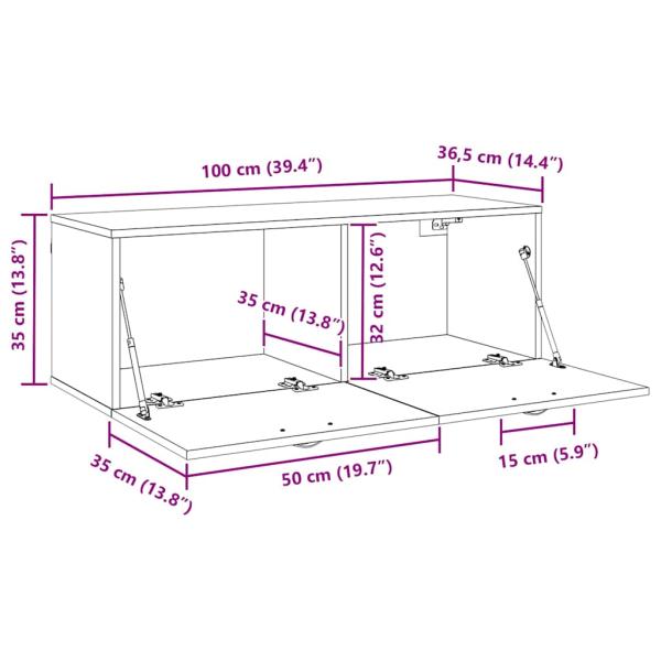 Wandschrank Schwarze Eiche 100 x 36.5 x 35 cm Holzwerkstoff