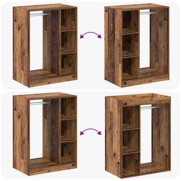 Kleiderschrank mit Regal Altholz 77 x 48 x 102 cm Holzwerkstoff