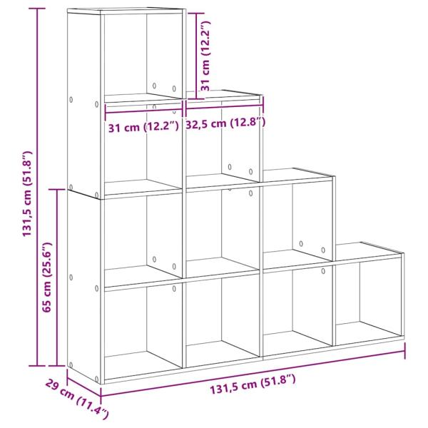 Raumteiler Bücherregal Schwarze Eiche 131,5 x 29 x 131,5 cm