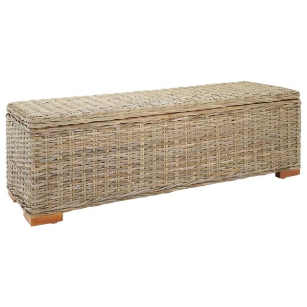 ARDEBO.de - Truhe 110 cm Natur Kubu Rattan & Massivholz Mahagoni