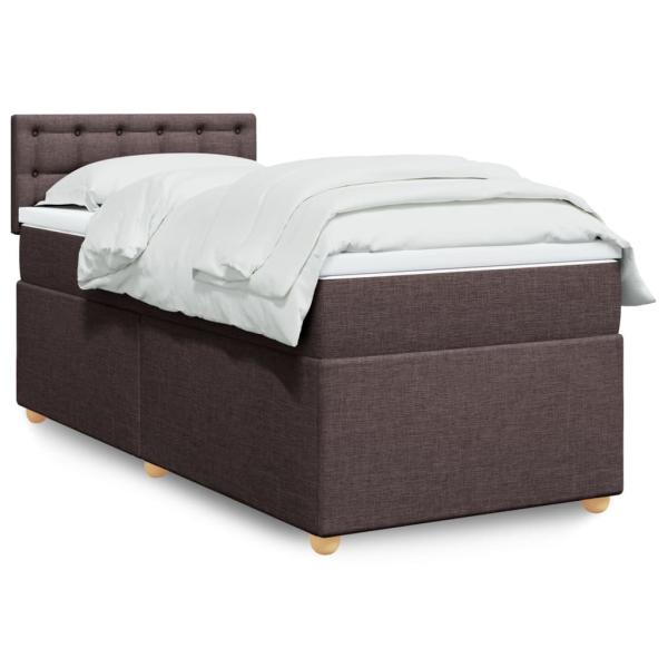 ARDEBO.de - Boxspringbett mit Matratze Dunkelbraun 80x200 cm Stoff
