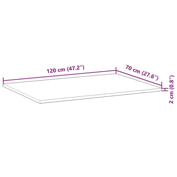 Tischplatte Rechteckig 120x70x2 cm Massivholz Akazie