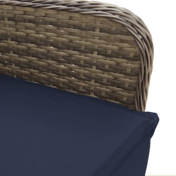 Gartenstühle Verstellbar 2 Stk. mit Tisch Grau Poly Rattan