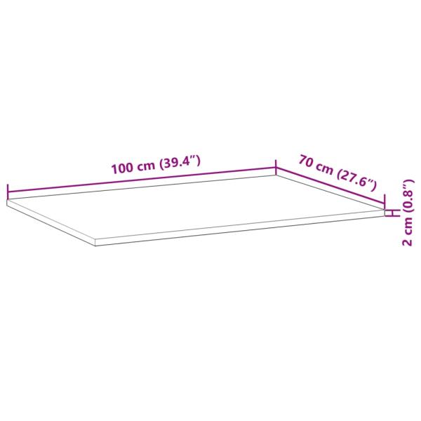 Tischplatte Rechteckig 100x70x2 cm Massivholz Akazie