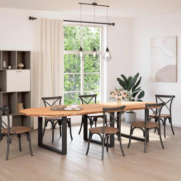 Tischplatte Hellbraun 320x120x4 cm Massivholz Eiche Oval