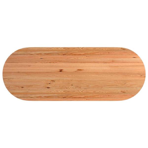 Tischplatte Hellbraun 320x120x4 cm Massivholz Eiche Oval