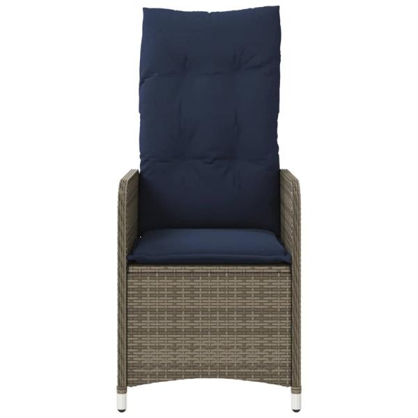 Gartenstühle Verstellbar 2 Stk. mit Tisch Grau Poly Rattan