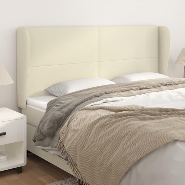 ARDEBO.de - Kopfteil mit Ohren Creme 163x23x118/128 cm Kunstleder