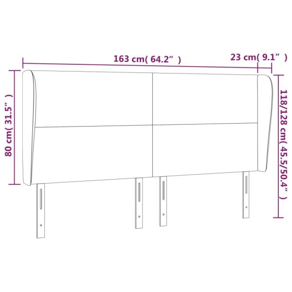 Kopfteil mit Ohren Creme 163x23x118/128 cm Kunstleder
