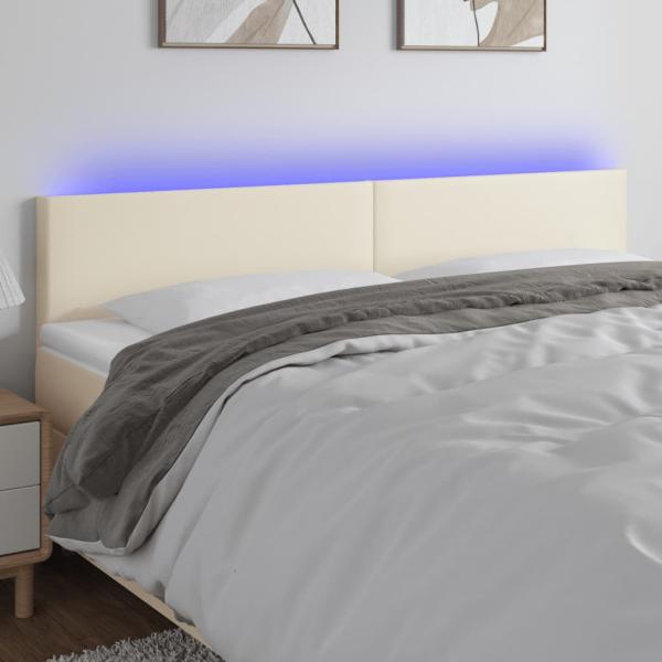 ARDEBO.de - LED Kopfteil Creme 160x5x78/88 cm Kunstleder