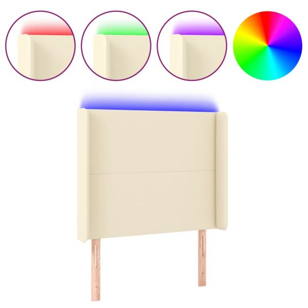 LED Kopfteil Creme 83x16x118/128 cm Kunstleder