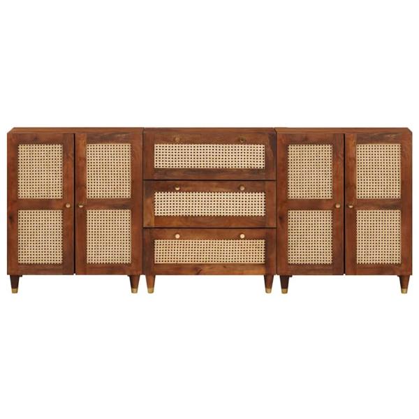 Sideboard Set 3 pcs Braun 180 x 33 x 75 cm Massivholz Mango