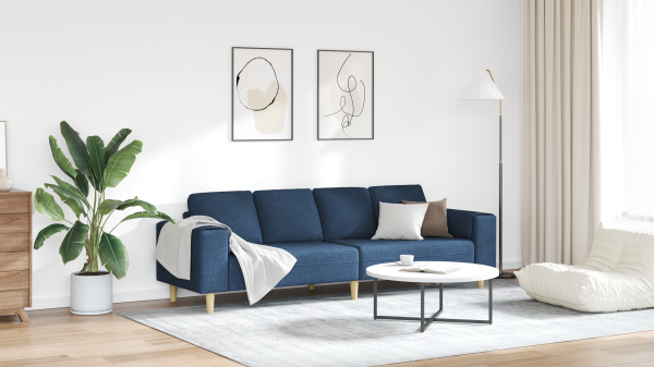 Sofa Set Blau Stoff