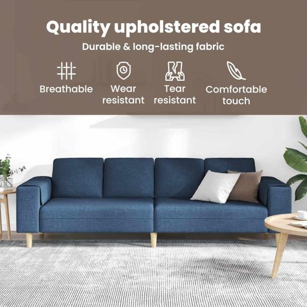 Sofa Set Blau Stoff