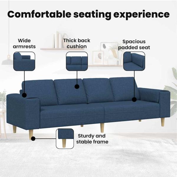 Sofa Set Blau Stoff