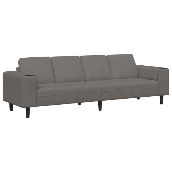 Stoffsofa mit Kissen Hellgrau 208 cm Cordstoff