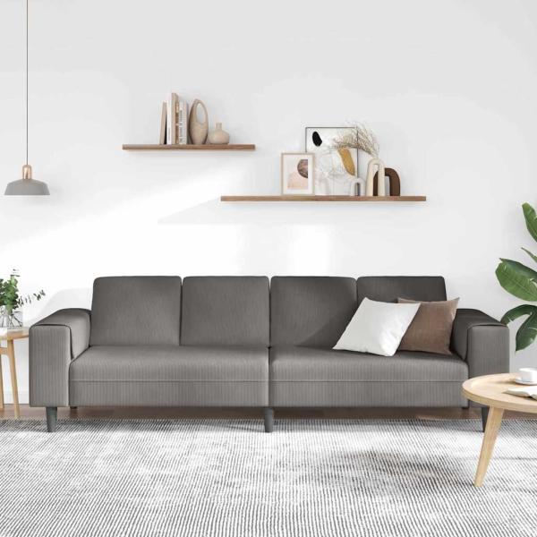 Stoffsofa mit Kissen Hellgrau 208 cm Cordstoff
