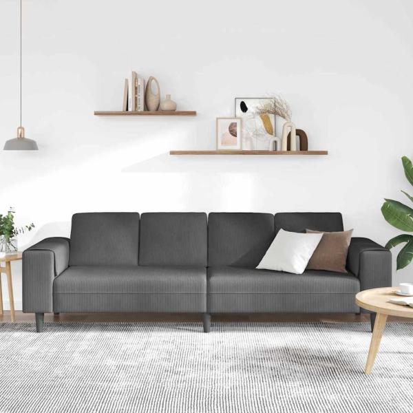 Stoffsofa mit Kissen Dunkelgrau Cordstoff