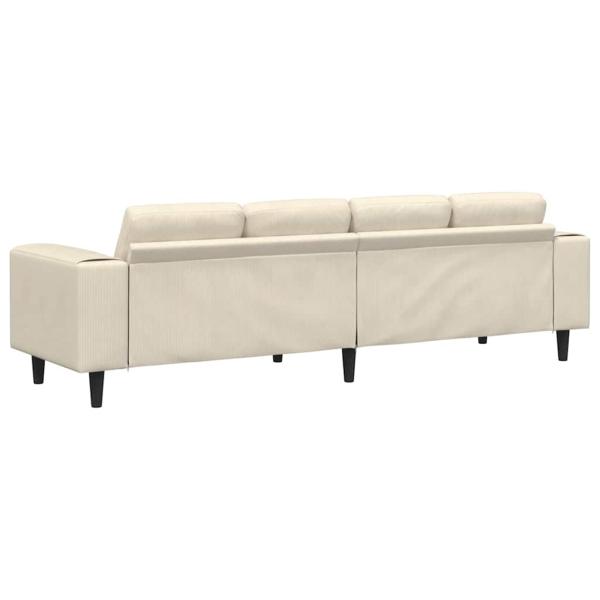 Stoffsofa mit Kissen Creme 208 cm Cordstoff