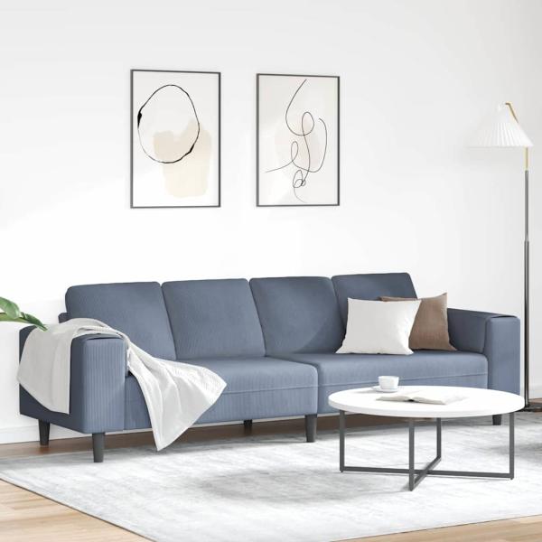 ARDEBO.de - Stoffsofa mit Kissen Blau 208 cm Cordstoff