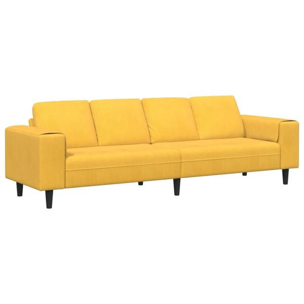 Stoffsofa mit Kissen Helles Gelb Cordstoff