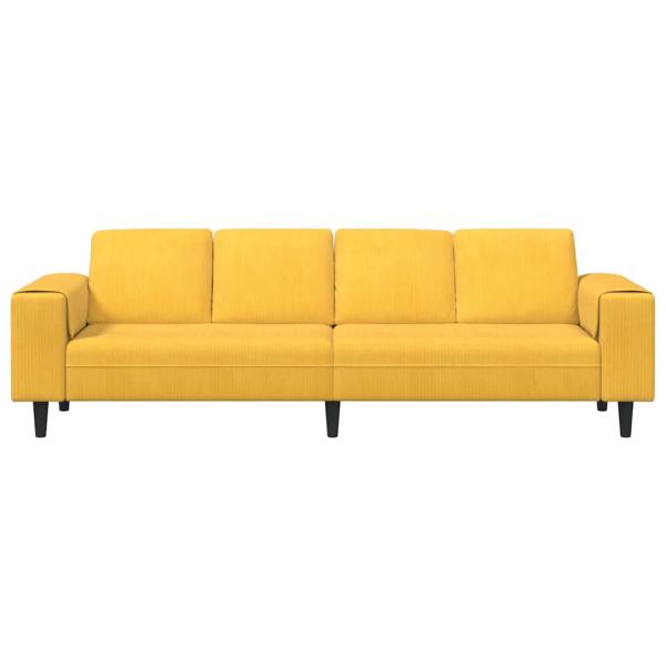 Stoffsofa mit Kissen Helles Gelb Cordstoff